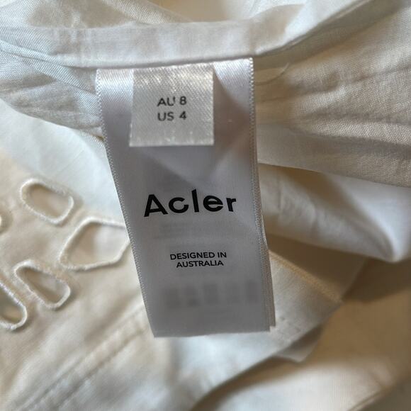 Acler Delacourt Linen Cutout Ivory White Midi Dress Size 4 - Picture 11 of 12